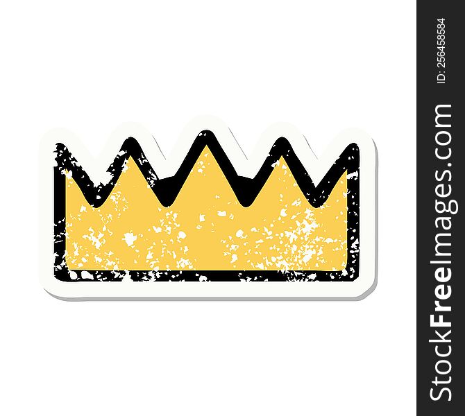 Traditional Distressed Sticker Tattoo Of A Crown
