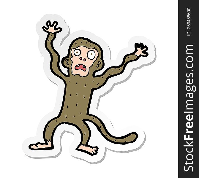 Sticker Of A Cartoon Frightened Monkey