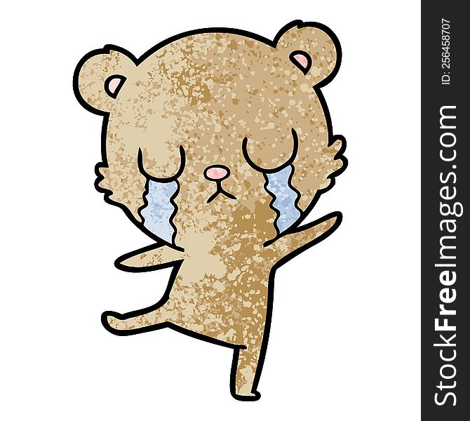 crying cartoon bear doing a sad dance. crying cartoon bear doing a sad dance
