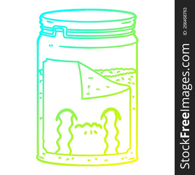 Cold Gradient Line Drawing Cartoon Glass Jar Crying
