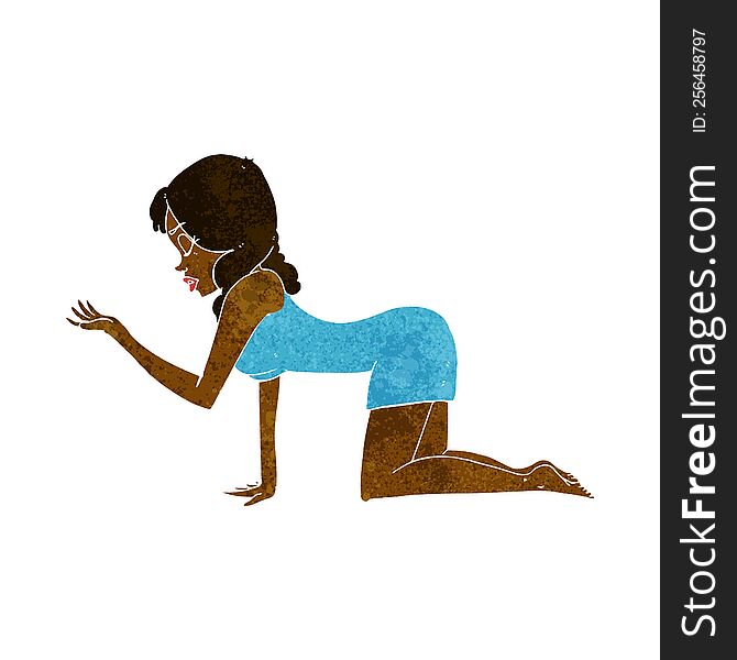 cartoon woman on all fours