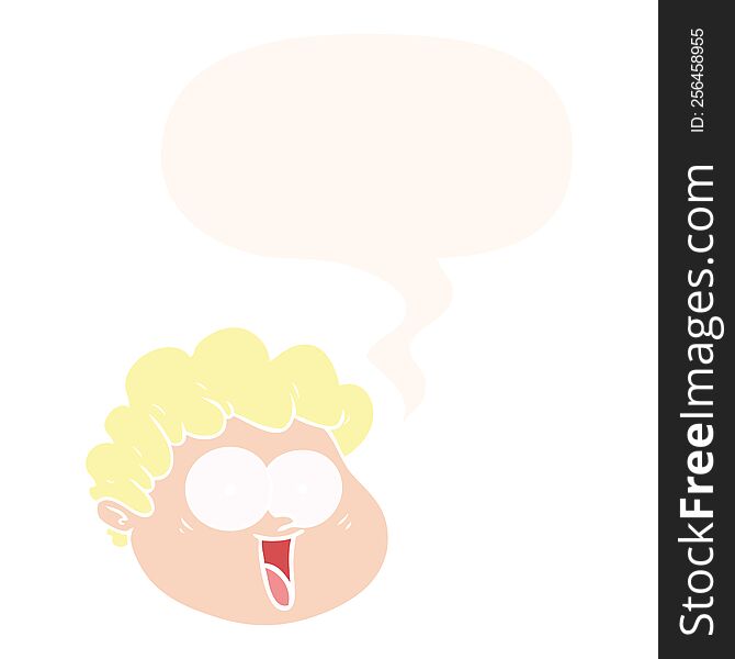 Cartoon Male Face And Speech Bubble In Retro Style