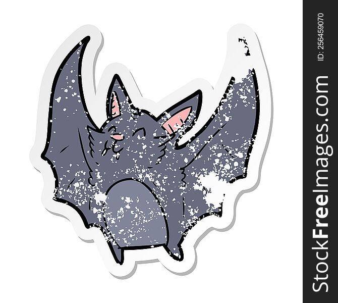 Distressed Sticker Of A Cartoon Halloween Bat