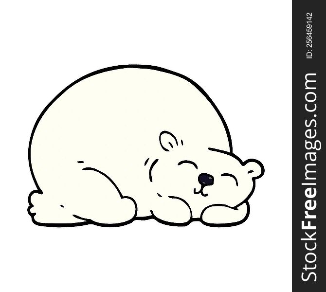 Cartoon Doodle Happy Polar Bear Sleeping