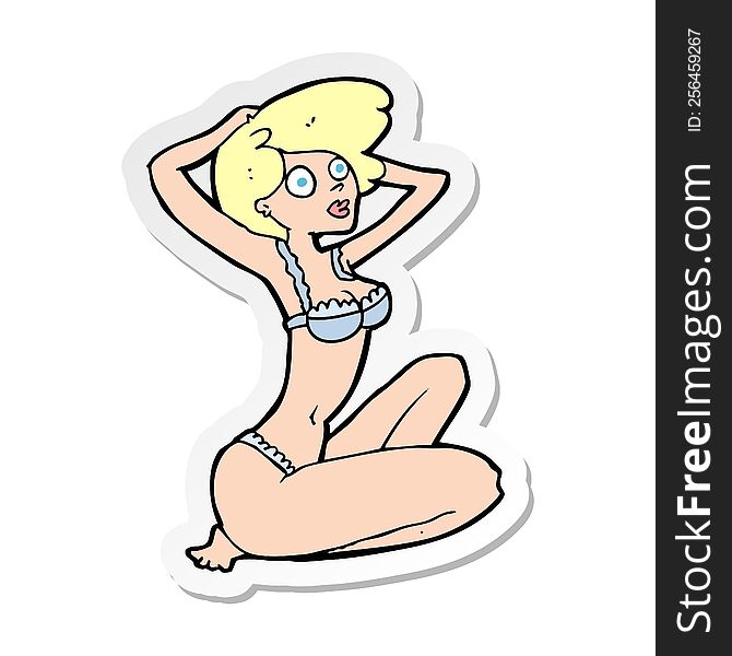 Sticker Of A Cartoon Underwear Model