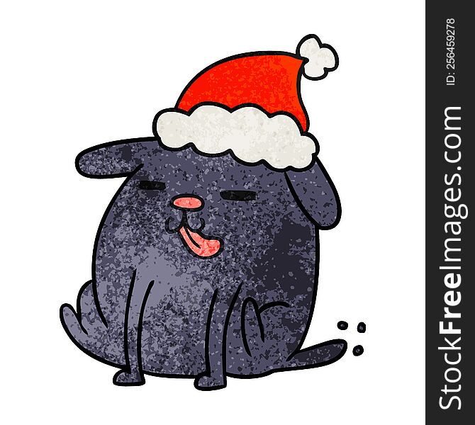 Christmas Textured Cartoon Of Kawaii Dog