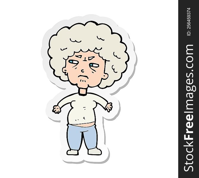 sticker of a cartoon annoyed old woman