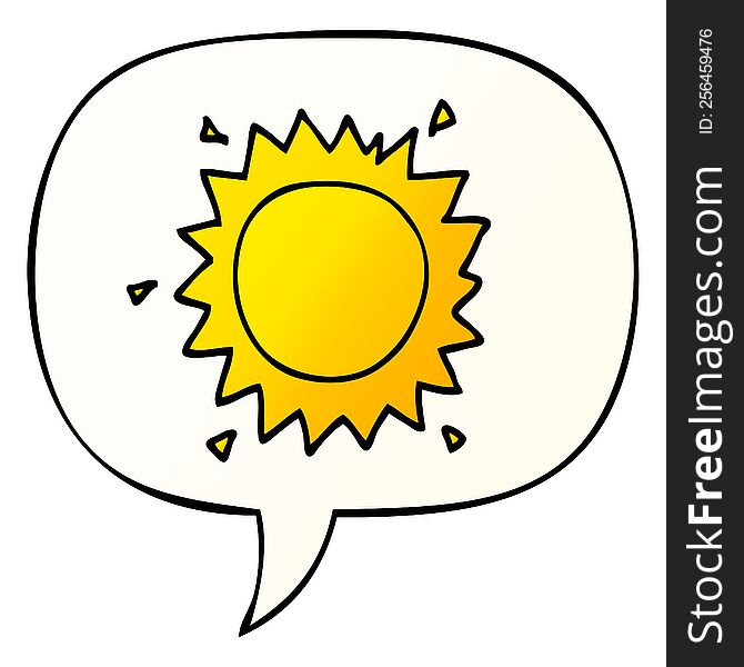 cartoon sun with speech bubble in smooth gradient style