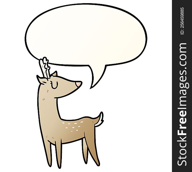 Cartoon Deer And Speech Bubble In Smooth Gradient Style