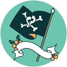 Icon With Banner Of A Pirate Flag Stock Image