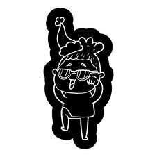 Cartoon Icon Of A Happy Woman Wearing Spectacles Wearing Santa Hat Stock Photography Cartoon Icon Of A Happy Woman Wearing Spectacles Wearing Santa Hat Stock Photography