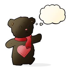 Cartoon White Teddy Bear With Love Heart With Thought Bubble Royalty Free Stock Images