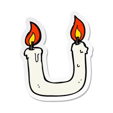Sticker Of A Burning The Candle At Both Ends Cartoon Royalty Free Stock Photos