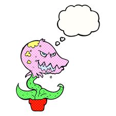 Thought Bubble Cartoon Monster Plant Stock Image