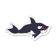 Sticker Of A Cartoon Killer Whale Royalty Free Stock Photography