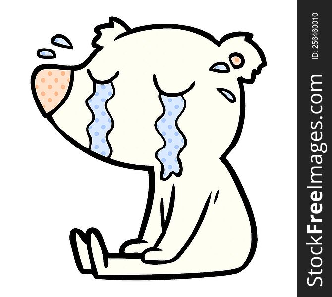 cartoon crying sitting polar bear. cartoon crying sitting polar bear