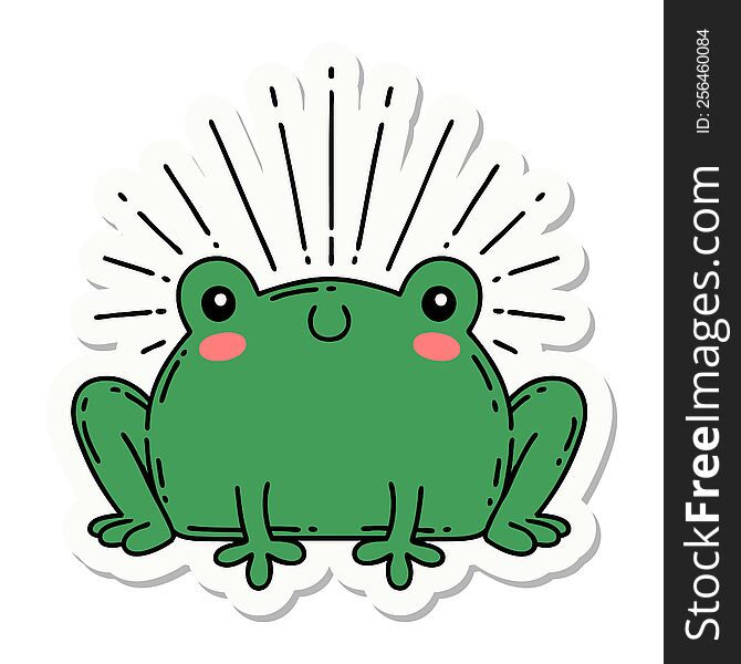 Sticker Of Tattoo Style Happy Frog