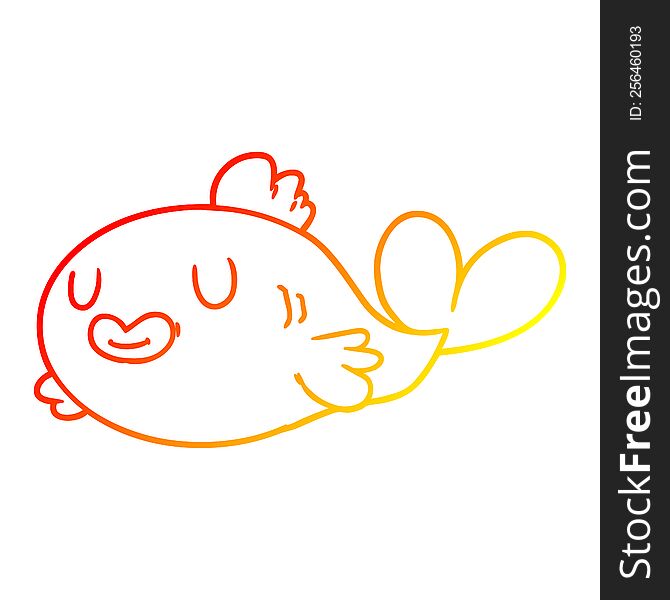 Warm Gradient Line Drawing Happy Cartoon Fish