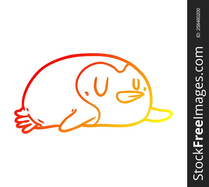 warm gradient line drawing of a Cartoon penguin