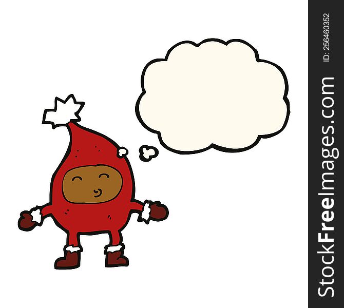 Cartoon Funny Christmas Character With Thought Bubble