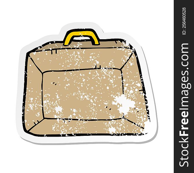 distressed sticker of a cartoon budget briefcase