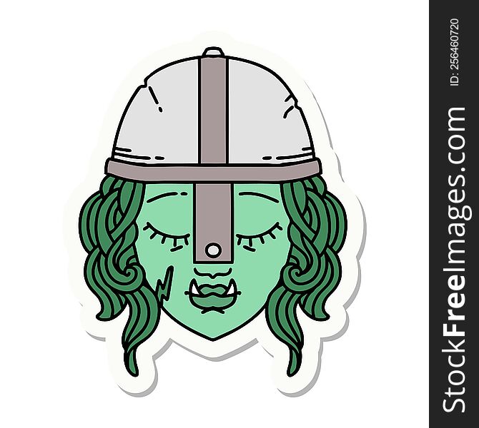 sticker of a orc fighter character face. sticker of a orc fighter character face