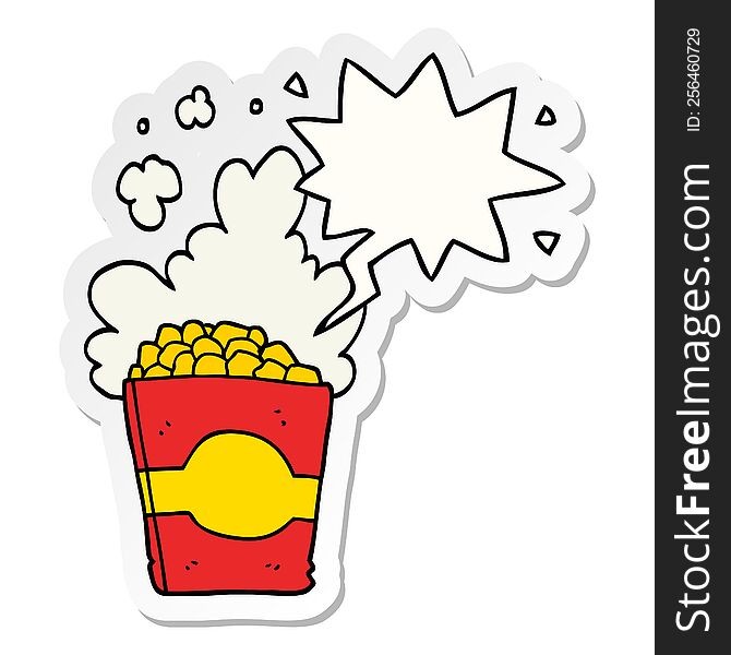 cartoon popcorn and speech bubble sticker