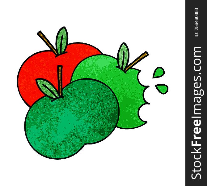 Retro Grunge Texture Cartoon Apples
