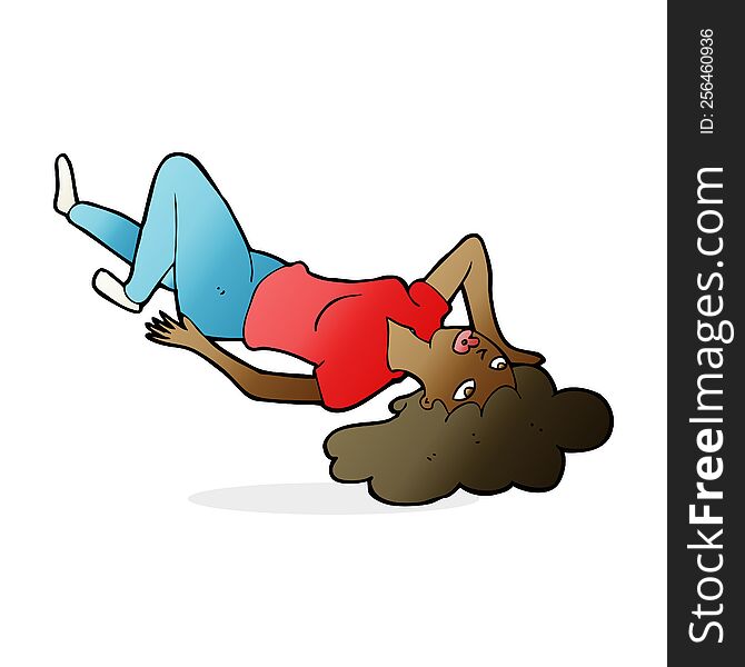 Cartoon Woman Lying On Floor