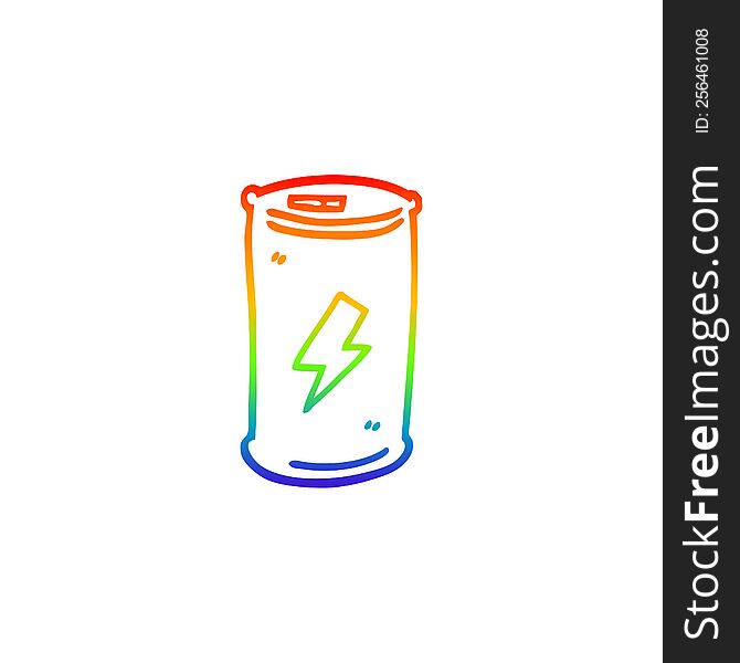 rainbow gradient line drawing of a cartoon energy drink