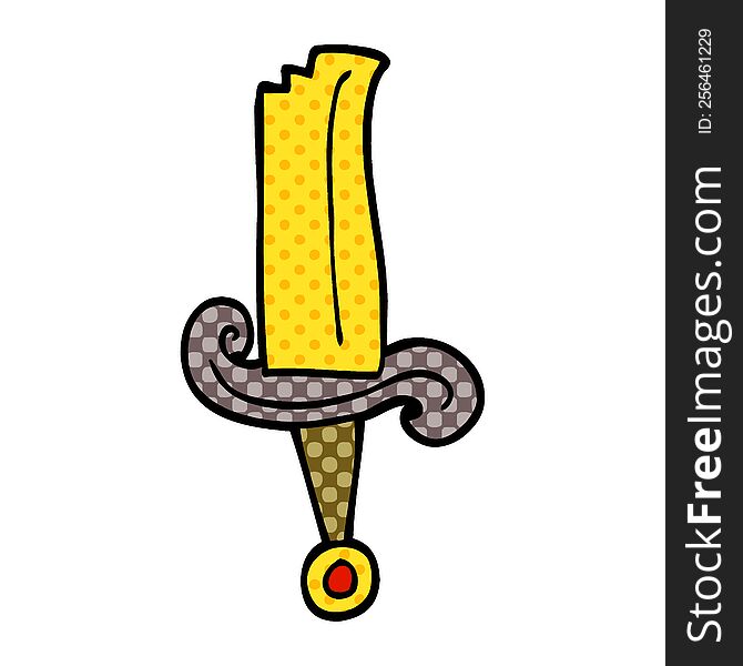 cartoon doodle jeweled sword