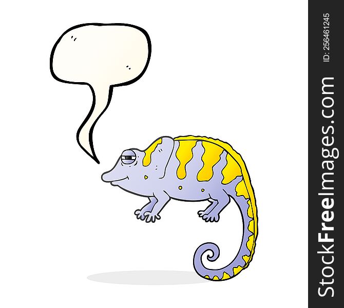 freehand drawn speech bubble cartoon chameleon