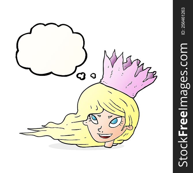 Thought Bubble Cartoon Woman With Blowing Hair