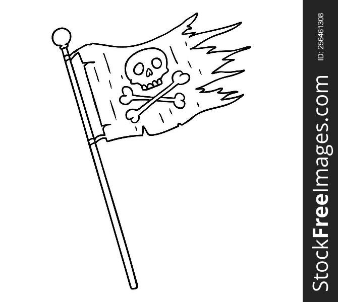 line drawing doodle of a pirates flag