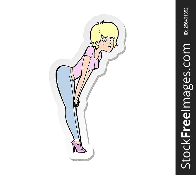 Sticker Of A Cartoon Woman Looking At Something