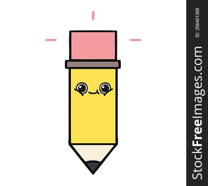 cute cartoon of a pencil. cute cartoon of a pencil