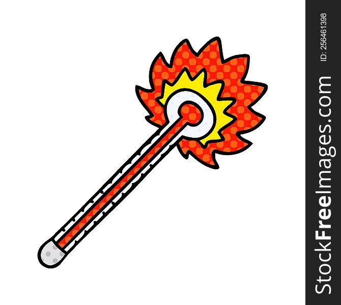 comic book style quirky cartoon hot thermometer. comic book style quirky cartoon hot thermometer