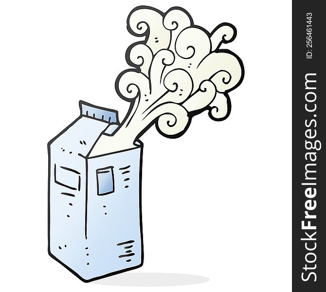 freehand drawn cartoon milk carton exploding