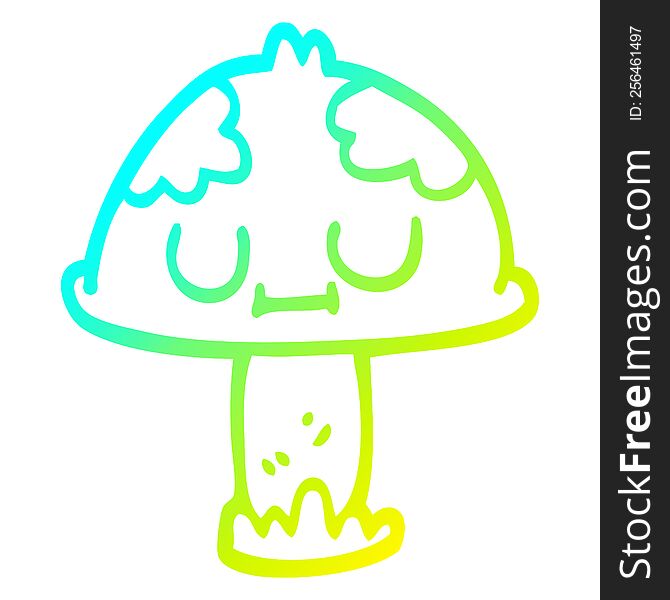 Cold Gradient Line Drawing Cartoon Cute Mushroom
