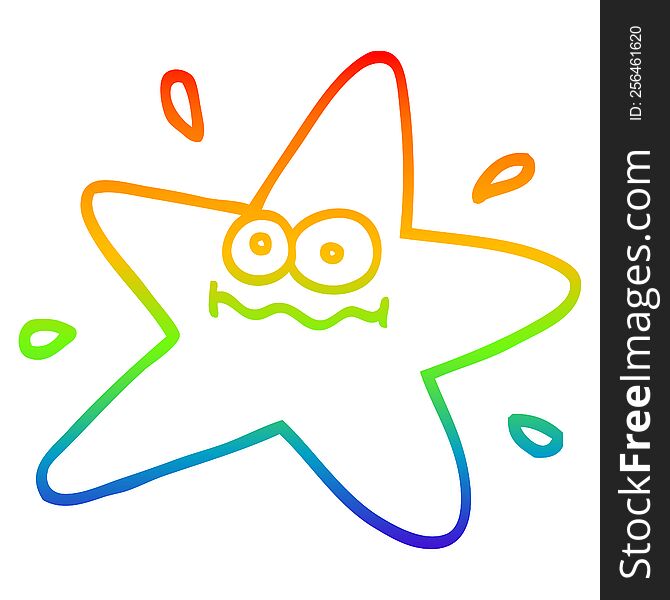Rainbow Gradient Line Drawing Funny Cartoon Star