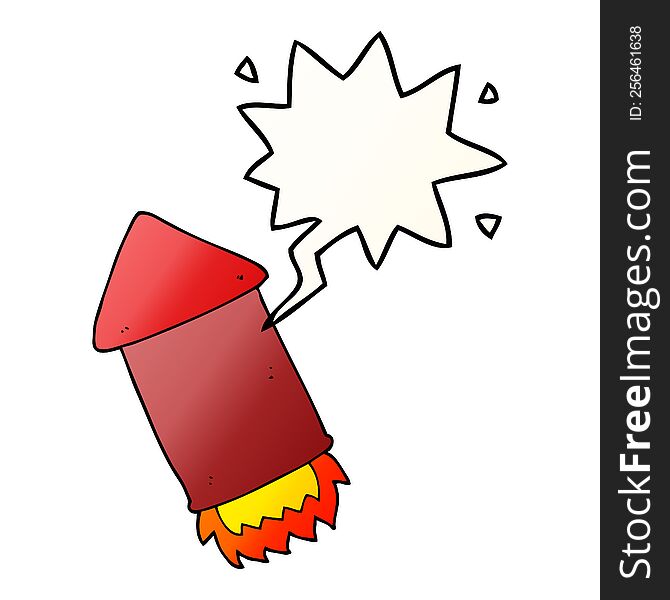 Cartoon Rocket And Speech Bubble In Smooth Gradient Style