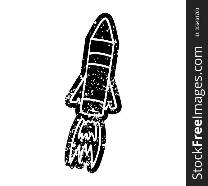 Grunge Icon Drawing Of A Space Rocket