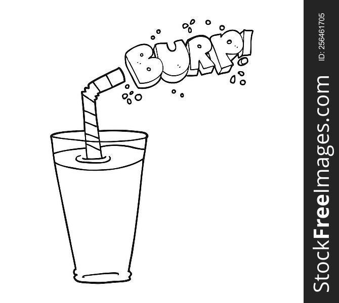 Black And White Cartoon Fizzy Drink In Glass