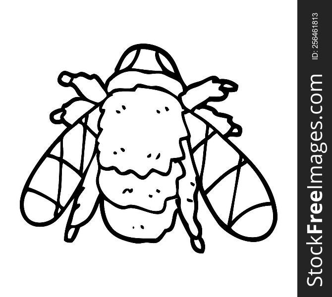 line drawing cartoon doodled bee