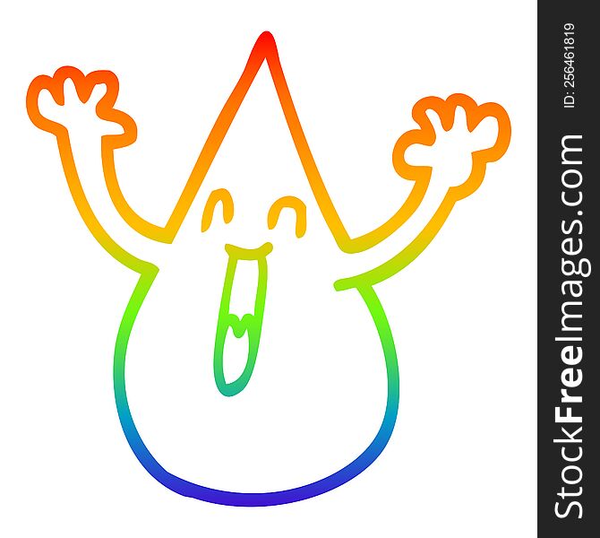 Rainbow Gradient Line Drawing Cartoon Blood Droplet