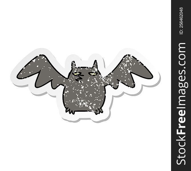 Distressed Sticker Cartoon Doodle Of A Night Bat