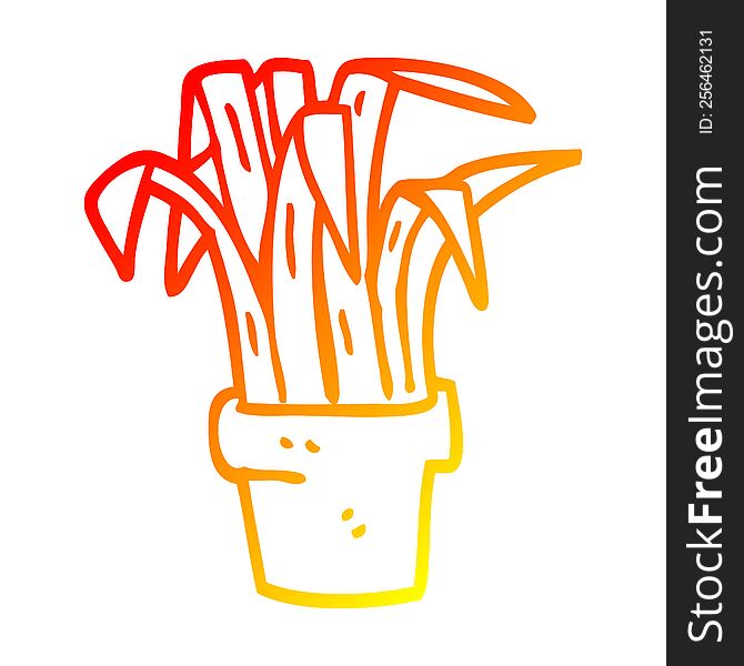 warm gradient line drawing cartoon indoor plant