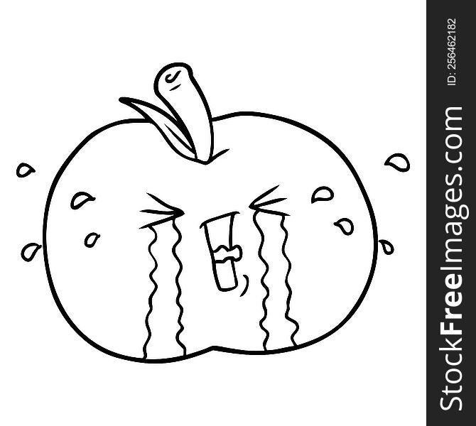 cartoon apple crying. cartoon apple crying