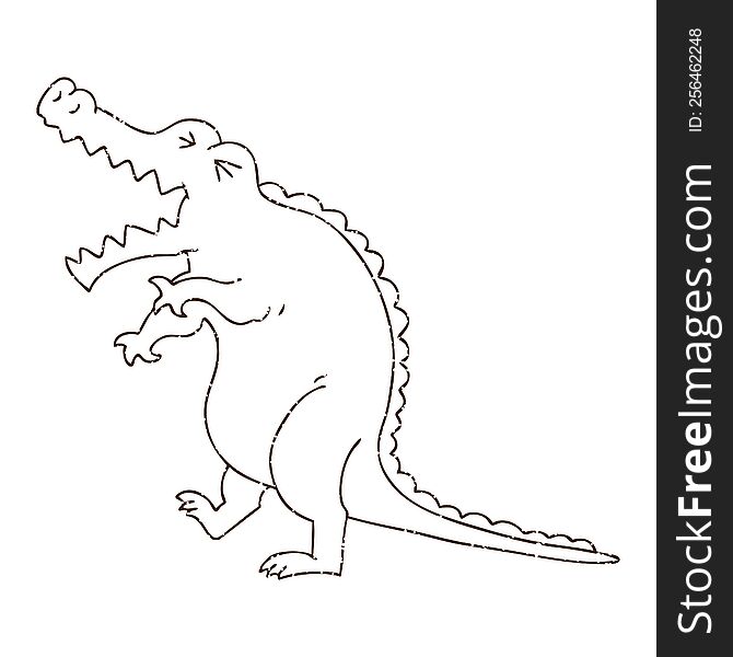Roaring Crocodile Charcoal Drawing