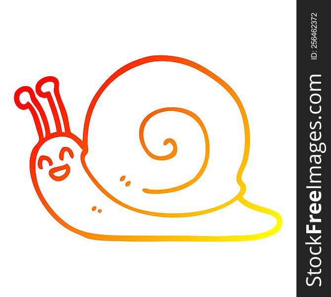 Warm Gradient Line Drawing Cartoon Snail